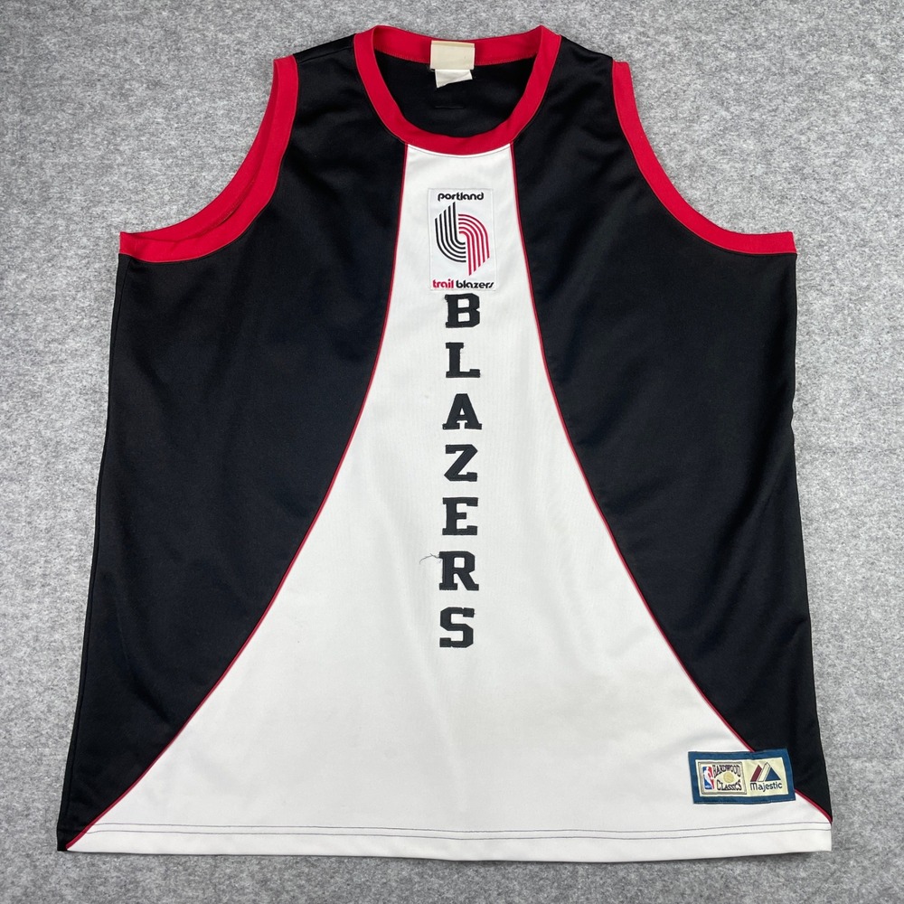 VTG Portland Trail Blazers Jersey Mens XL Black Hardwood Classics Majestic 90s